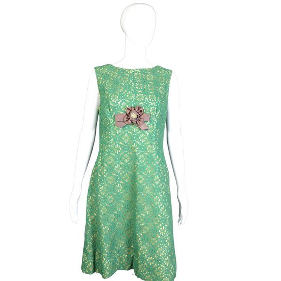 Estate Collection/Vintage 1960s Green Eyelet A-Line Dress Size 18 Awesome! - Picture 12 of 14